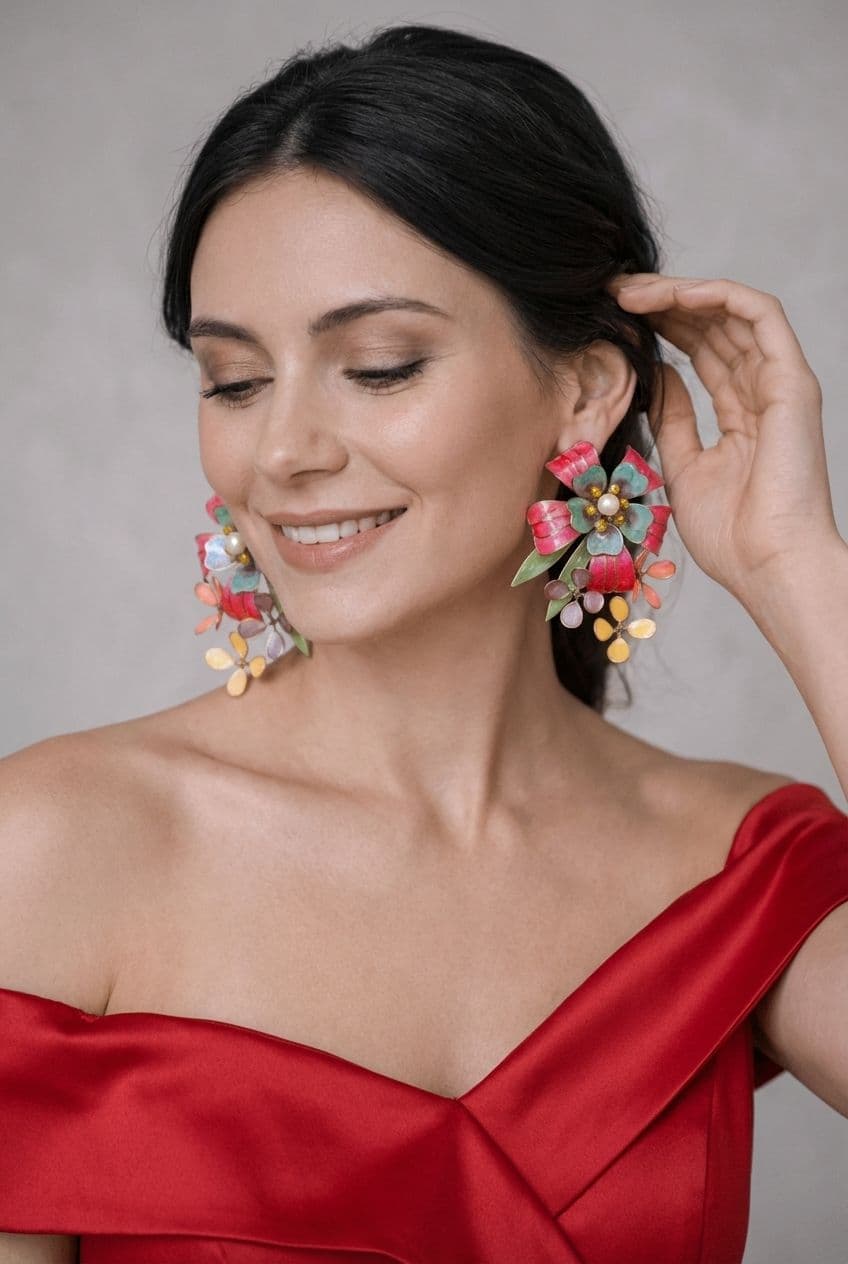 Blossom Twirl: Chic Floral Resin Drop Earrings for Ladies