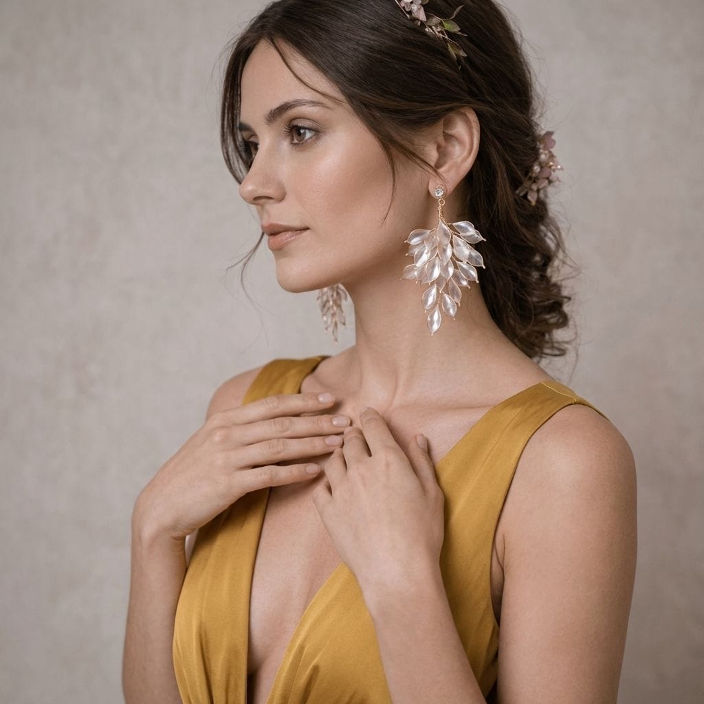 White Leaf Resin Dangle Earrings for Women