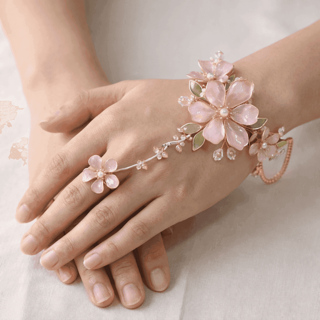 Blush Pink Resin Hathphool with Pearl Flowers