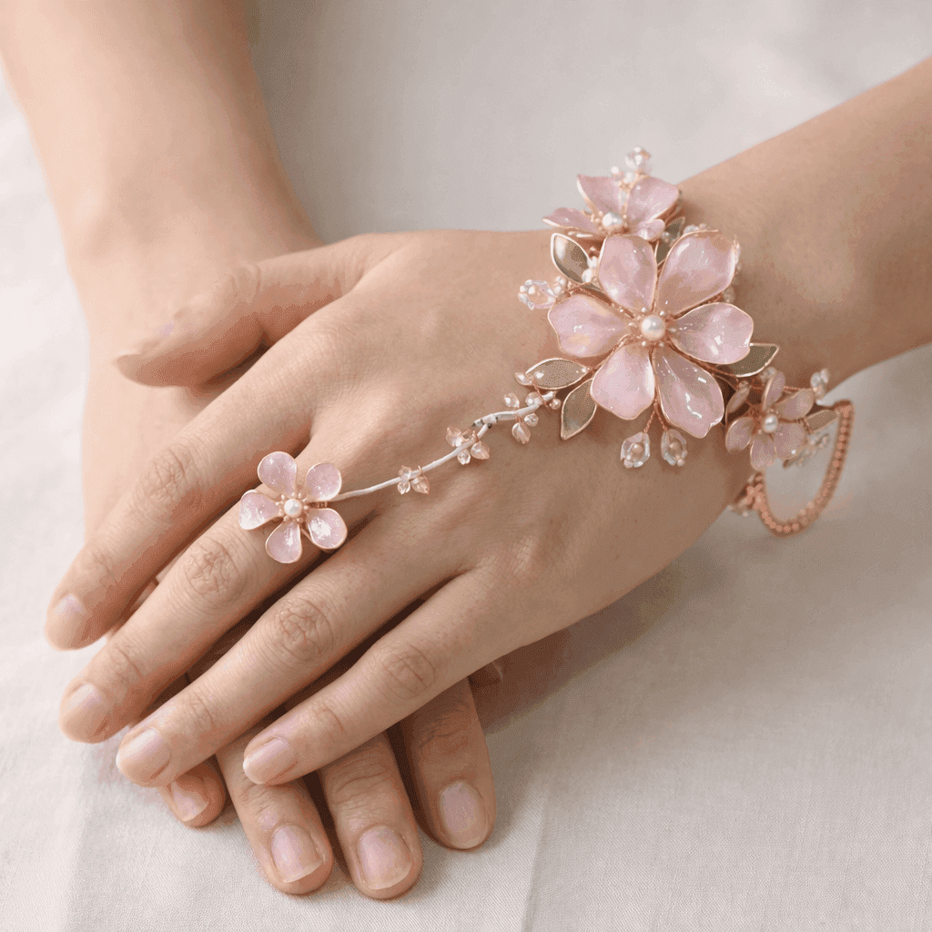 Blush Pink Resin Hathphool with Pearl Flowers