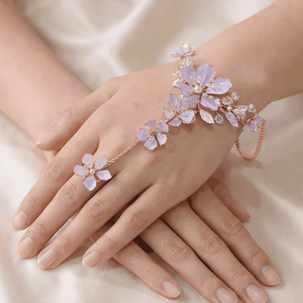 Lavender Floral Resin Hathphool with Pearl Accents
