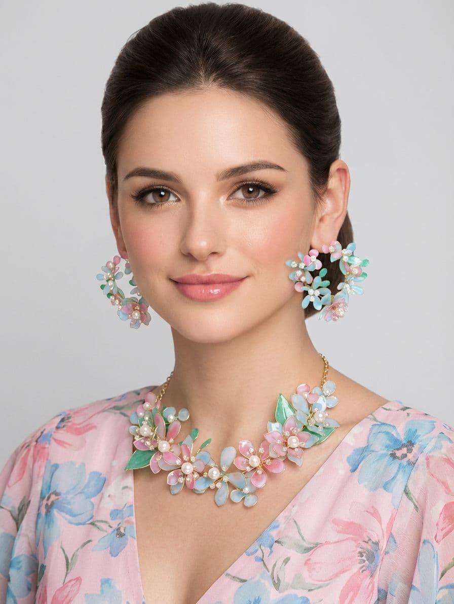 Pastel Mint and Blush Pink Resin Haldi Jewellery Set