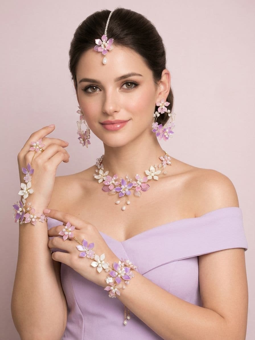 Lavender Dream Pastel Resin Haldi Jewellery Set for Brides