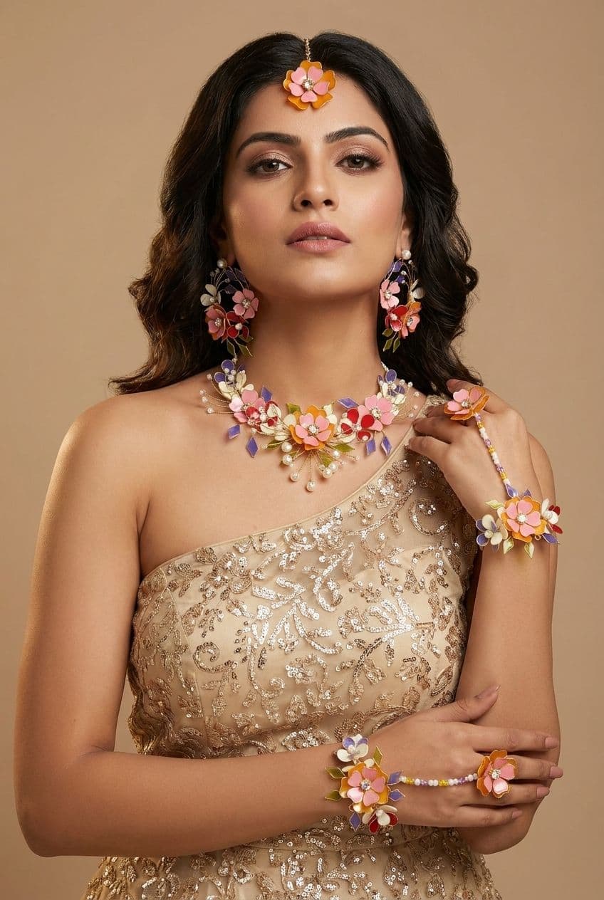 Floral Jewellery for Mehndi: A Bride's Guide to Sets, Kalire and Hand Pieces